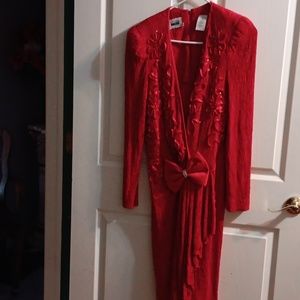 Vintage exquisite 80s 90s glam dropped waist lace dress size 14